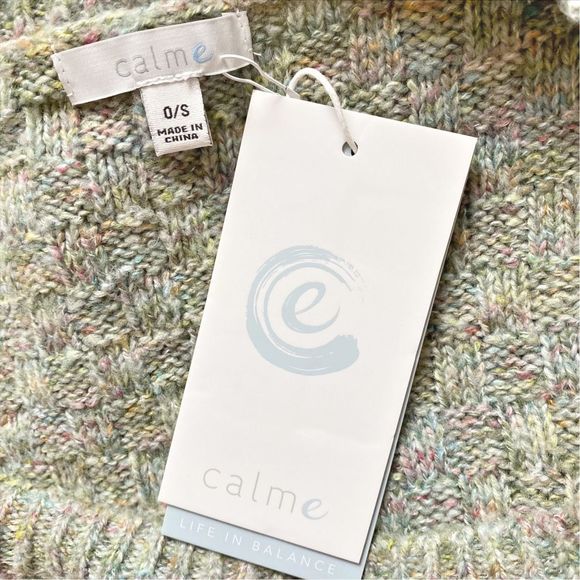 Calme x Johnny Was Sage Basket Weave Poncho - One Size - Picture 7 of 8